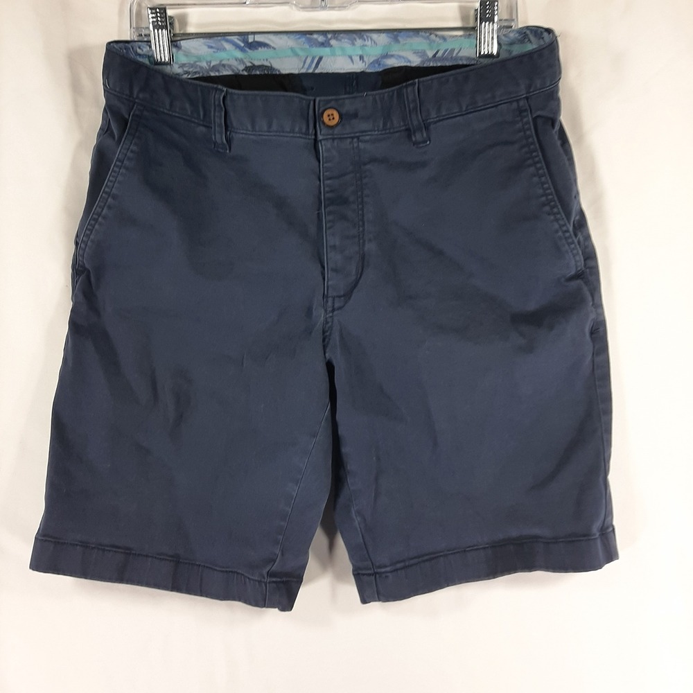 Tommy Bahama Boracay Chino Shorts Mens 35 Navy Blue Cotton Blend Stretch Marlin